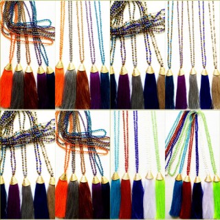 50 pieces free shipping include of beads crystal necklace tassels caps long strand